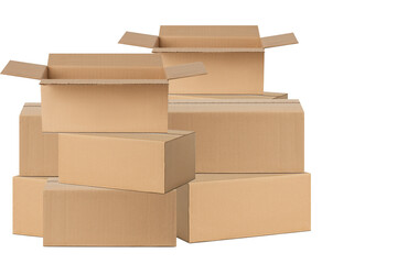 A set of Cardboard boxes on an empty background