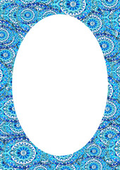 White frame with blue mandala pattern rounded borders - 775132558