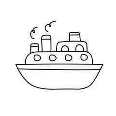 Ship in doodle style. Vector illustration.