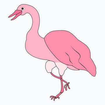 Cute Herons cartoon vector illustration. 
The bird stands on one leg