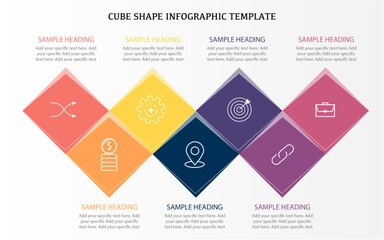 Cube chain infographics template design