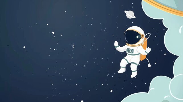 space and astronaut theme, vector, simple design, clean, lots of whitespace