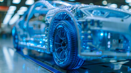 Close-up of an electric motor in action, showcasing the intricate design and technology behind EVs - obrazy, fototapety, plakaty