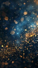 A stunning visual composition of azure and golden particles creating an abstract dreamscape, ideal for conveying concepts of imagination and creativity.