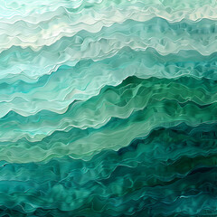 Obraz premium Abstract wave pattern with varying shades of green and blue resembling tranquil ocean waves.