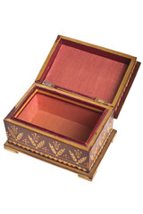 Vintage wooden box, a box on a white background.