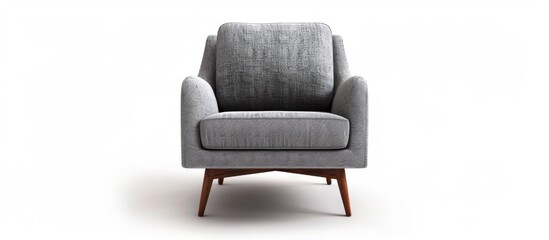 A close up of a chair with a gray upholstered seat