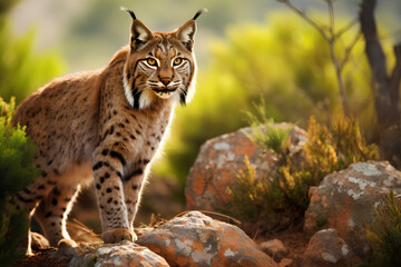 Naklejka na ściany i meble Iberian Lynx, found in the Iberian Peninsula