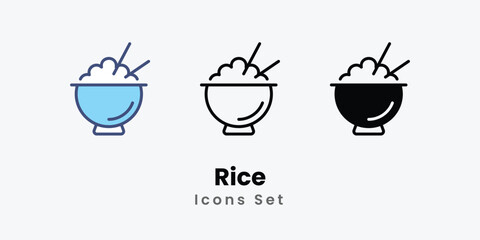 Rice icon thin line and glyph vector icon stock illustration 