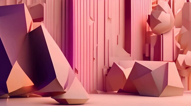 Abstract 3d render background with moving geometric shapes modern animation motion design seamless looped video