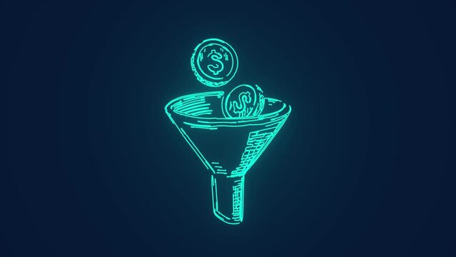 business income funnel coin marketing animation