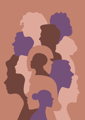 A collection of human profiles. People's heads side view - 775139741