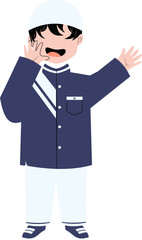 Muslim kid character. Back to school character.