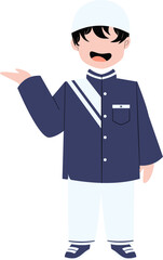 Obraz premium Muslim kid character. Back to school character.