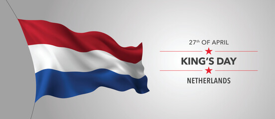 Netherlands happy king's day greeting card, banner with template text vector illustration
