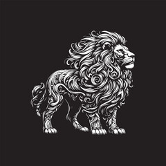 Lion tattoo line art vector design-001