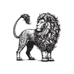 Lion tattoo line art vector design-002