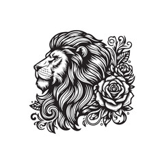 Lion tattoo line art vector design