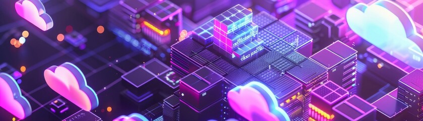 Serverless computing concept, depicting applications running in the cloud without managing servers no dust