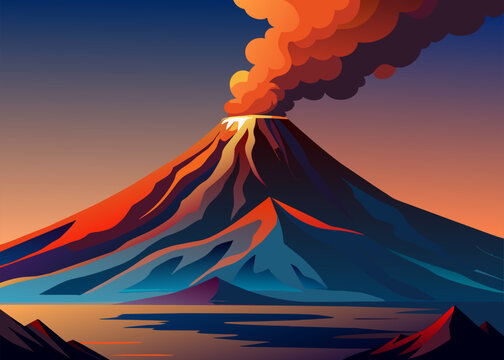 Volcano in its majesty: vector illustration