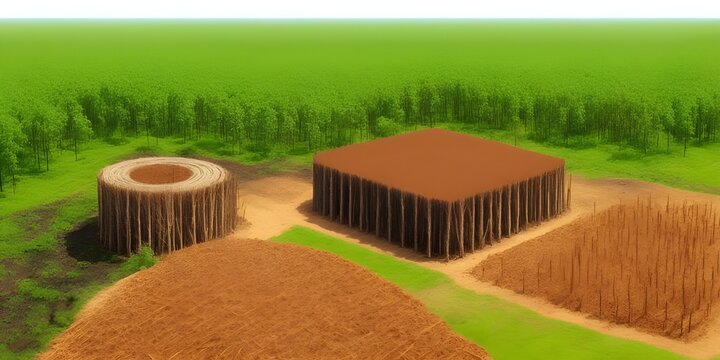 3d render of a green field with a round hole in the middle
