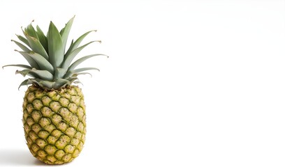 Pineapple on white background with copy space. Tropical fruit.