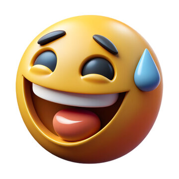 Grinning Face with Sweat Emoji 3D Icon
