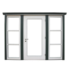 white modern  wooden front door with window frames isolated transparent png