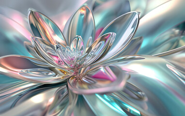 Abstract Lotus Flower in Blue and Pink Color Scheme A Vibrant and Serene Floral Composition