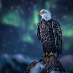 Fototapeta premium An eagle on the background of the northern lights