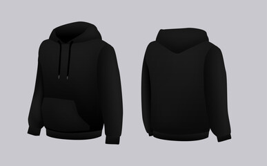 Blank black hoodie template. Long sleeve sweatshirts template with clipping path, gosh for printing