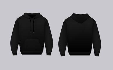 Blank black hoodie template. Long sleeve sweatshirts template with clipping path, gosh for printing - obrazy, fototapety, plakaty