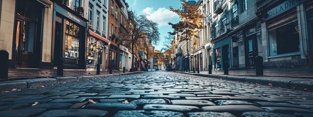 Street with buildings in the background - obrazy, fototapety, plakaty