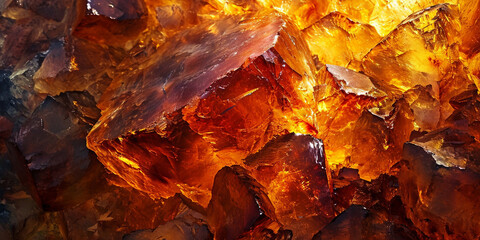 Amber. Beautiful colored pieces of amber. Amber texture. Red-yellow amber with bubbles, waves, divorces and color transitions. Natural mineral Sunstone. Material for jewelers. Crystal. Digging stone