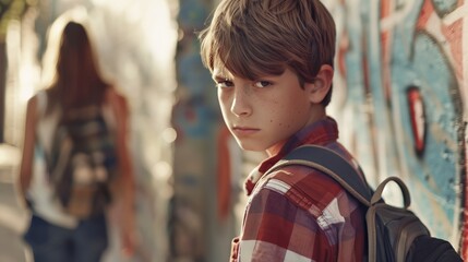 Obraz premium a boy with a backpack