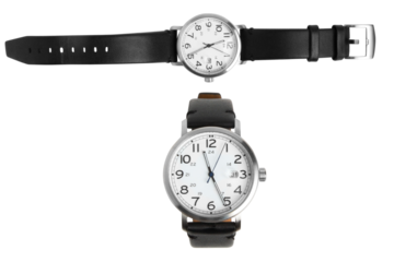 Set.Black wristwatch. On a blank background.