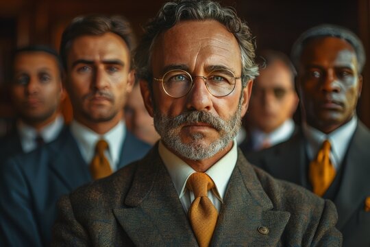 Joint endeavor: Executives join hands, signaling their commitment to a common cause.