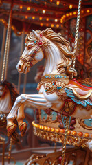 Fototapeta na wymiar carousel horse, Oktoberfest themed close up, created with generative AI technology 