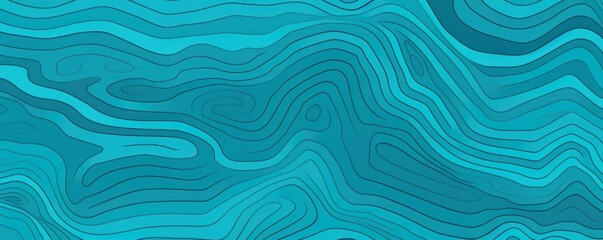 Turquoise topographic line contour map seamless pattern background with copy space 