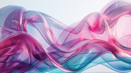 Rainbow wave - abstract digital background for advertising, presentations, wallpaper. Transparent colored waves, motion fabric, liquid. - 775152333