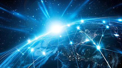Obraz premium Abstract polygonal space low poly dark background with connecting dots and lines Connection structure
