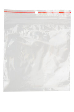 Transparent ziplock bag. On a blank background