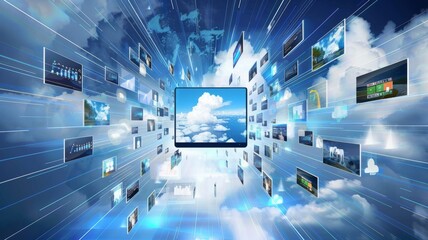 Cloudbased video conferencing solutions, showing how cloud technology facilitates global communication low texture