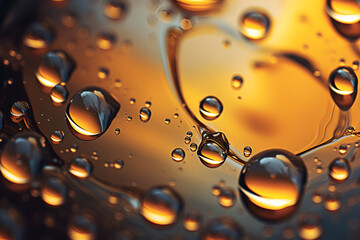 Abstract drops, water splash on orange background
