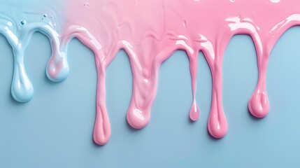 Dynamic pastel splash on World Milk Day: Milk's fluidity and essential nature in nutrition captured on a minimalistic pink and blue backdrop
