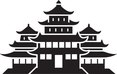 Japanese architecture. Hand drawn vector illustration


