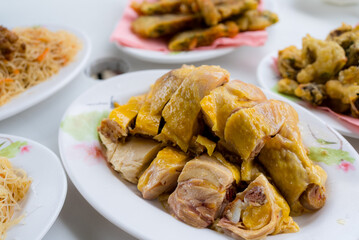 Traditional Taiwanese cuisine steamed chicken dish - 775157316
