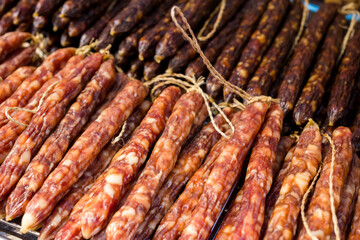 Chinese Preserved Sausages sell in the market - 775157388