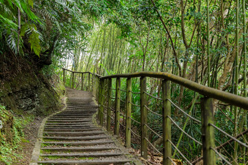 Fototapeta na wymiar Hiking trail in Xiao Wulai in Taoyuan Tourism of Taiwan
