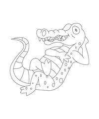 Crocodile Coloring Book Page For Kids